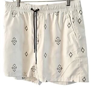 Kahuna Shorts Cotton On Garments Men's Swim Trunks White Geo Print Size Large